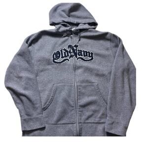 VintageY2K Old Navy grey zip up fleece hoodie (large)